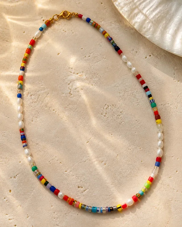 Millefiori Pearl Station3, handmade glass jewelry by Parcha