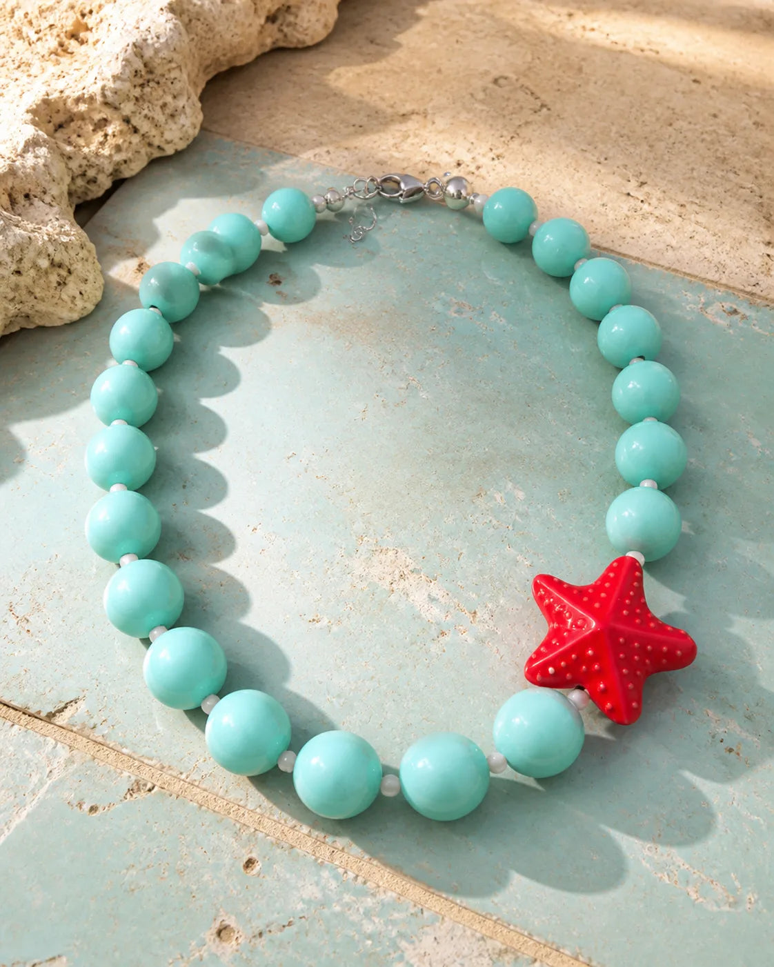 Estrella turquoise/red, handmade glass jewelry by Parcha