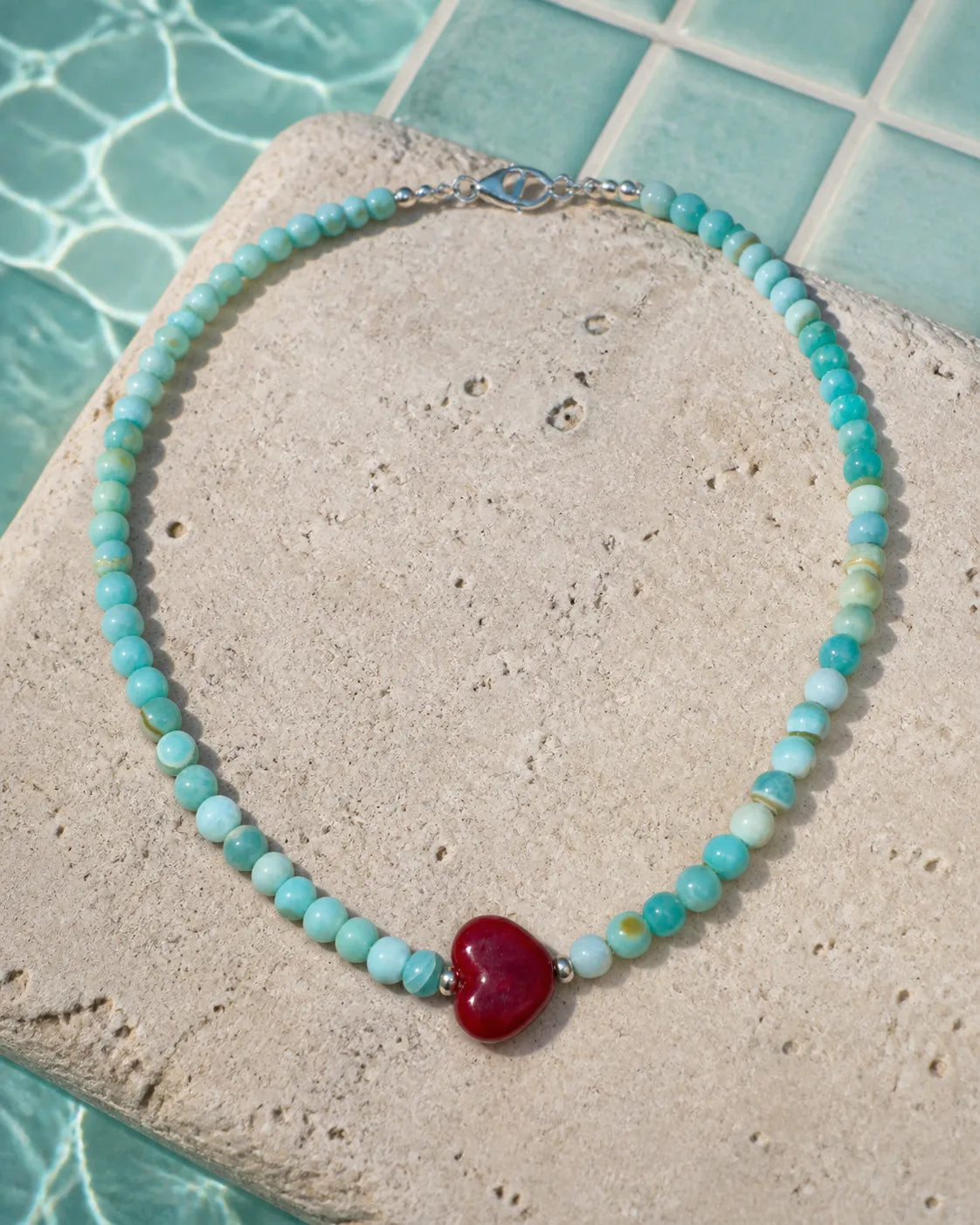 Corazón2 teal sphere, handmade glass jewelry by Parcha